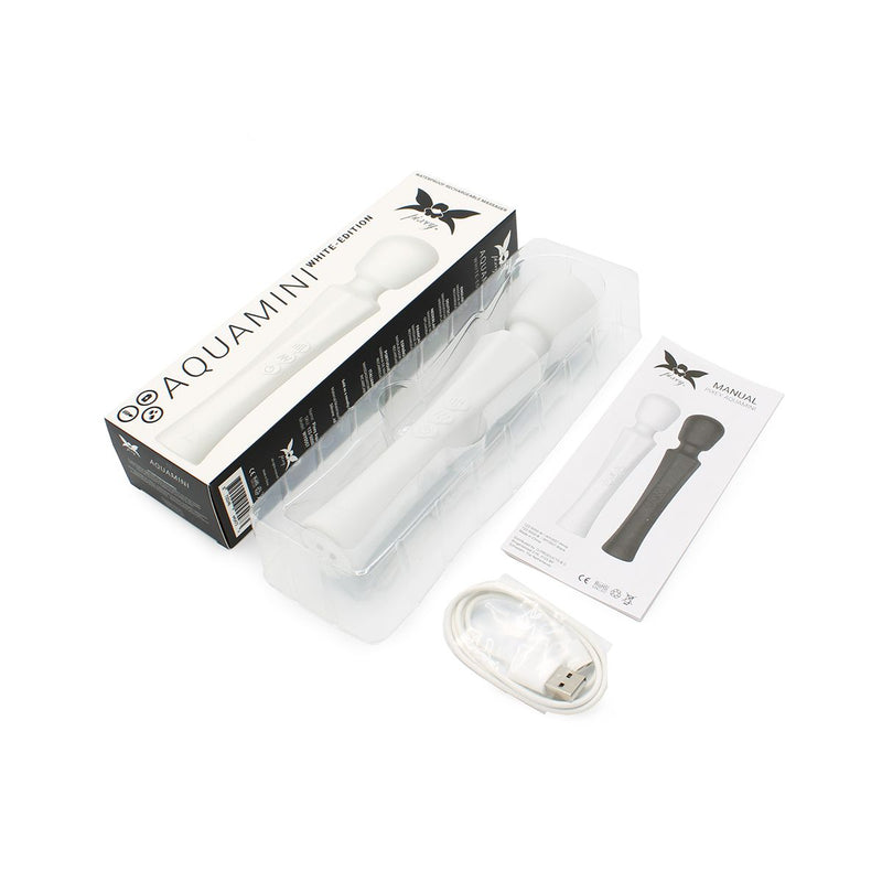 Pixey - Aqua Mini Wand Vibrator - The White Edition - Sterke en Stille Motor - Wit-Laced-up.nl