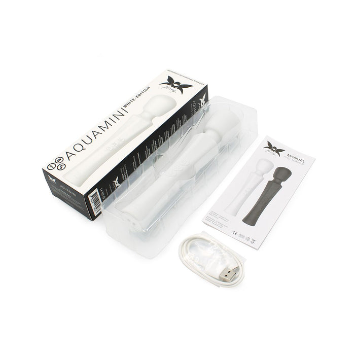 Pixey - Aqua Mini Wand Vibrator - The White Edition - Sterke en Stille Motor - Wit-Laced-up.nl