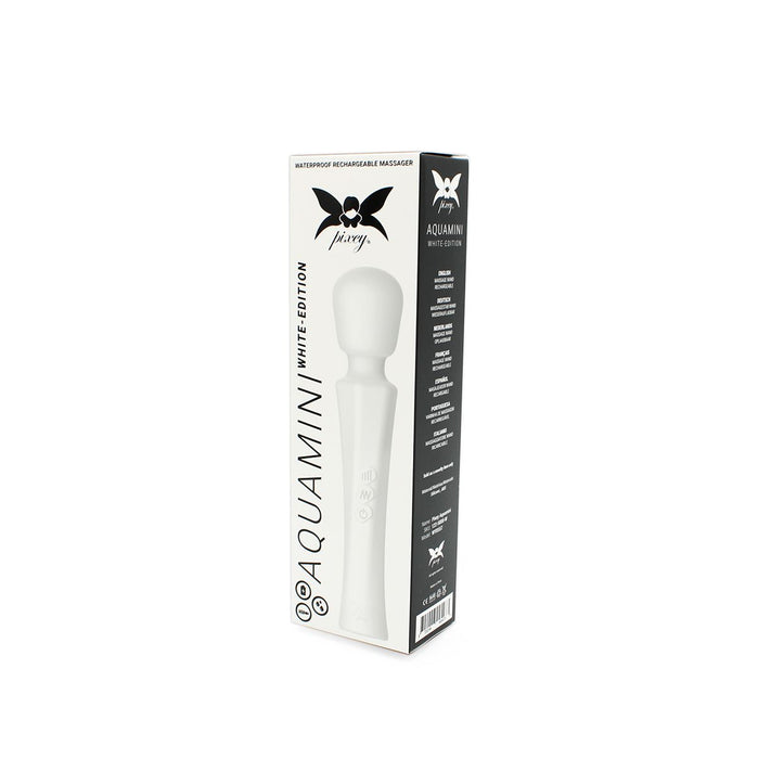 Pixey - Aqua Mini Wand Vibrator - The White Edition - Sterke en Stille Motor - Wit-Laced-up.nl