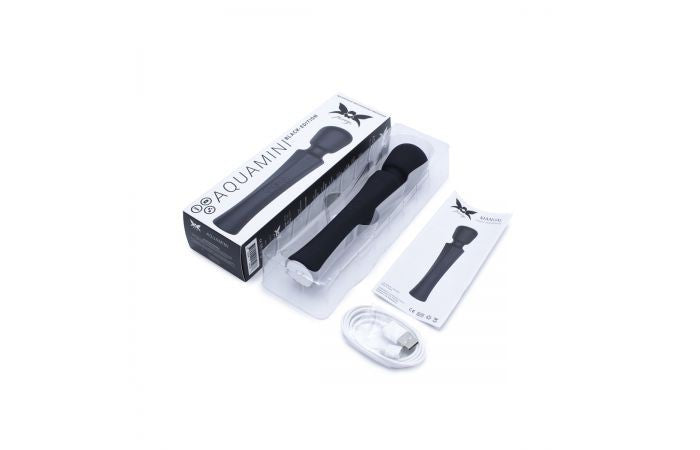 Pixey - Aqua Mini Wand Vibrator - Zwart-Laced-up.nl