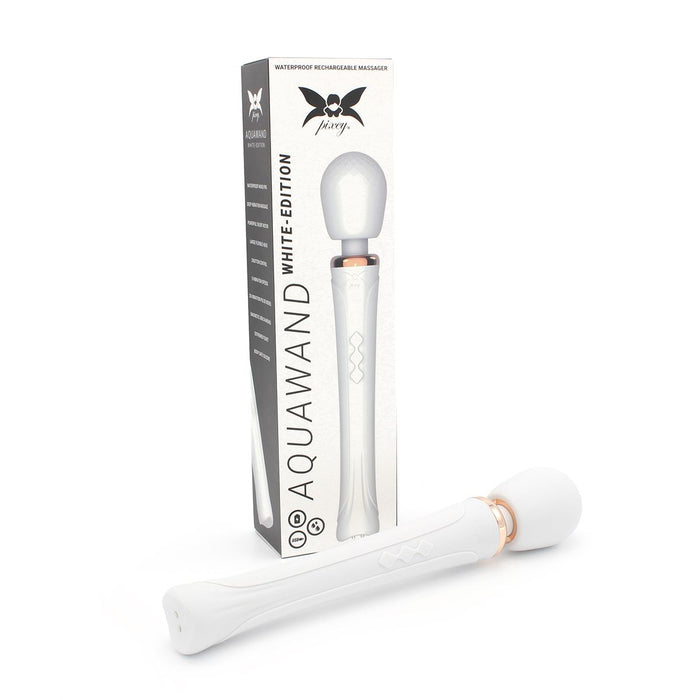 Pixey - Aqua Wand Vibrator - The White Edition - wit-Laced-up.nl