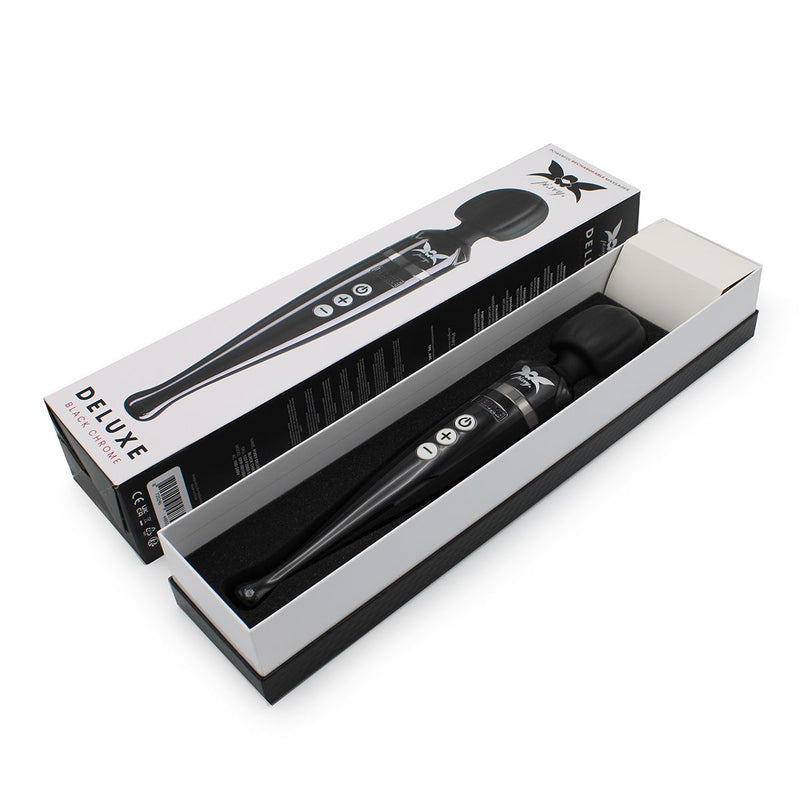 Pixey DeLuxe - Black Chrome Edition - Oplaadbare Wand Vibrator - de krachtigste die er is-Laced-up.nl