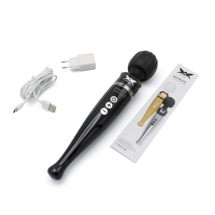 Pixey DeLuxe - Black Chrome Edition - Oplaadbare Wand Vibrator - de krachtigste die er is-Laced-up.nl