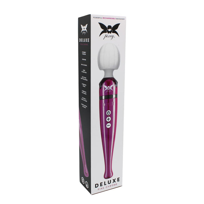 Pixey DeLuxe - Pink Chrome Edition - Oplaadbare Wand Vibrator - de krachtigste die er is-Laced-up.nl