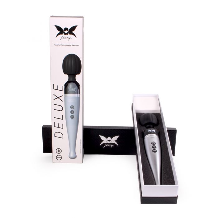 Pixey - DeLuxe Silver Edition - Oplaadbare Wand Vibrator - De krachtigste Pixey die er is!)-laced-up.nl