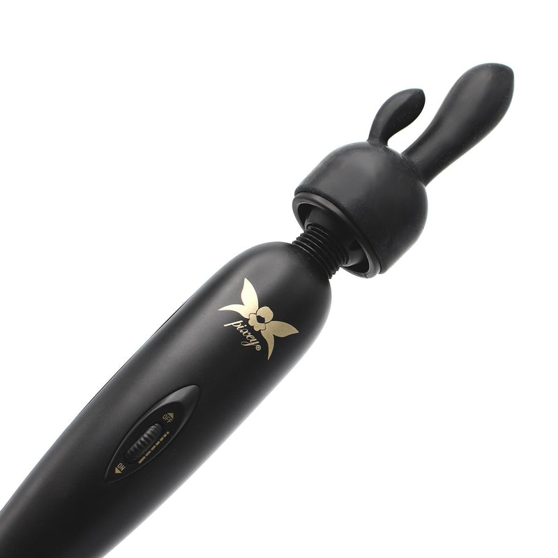 Pixey Turbo - Wand Vibrator - Massager - Black Edition - Met Twee Opzetstukken-Laced-up.nl