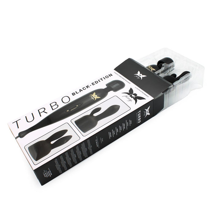 Pixey Turbo - Wand Vibrator - Massager - Black Edition - Met Twee Opzetstukken-Laced-up.nl