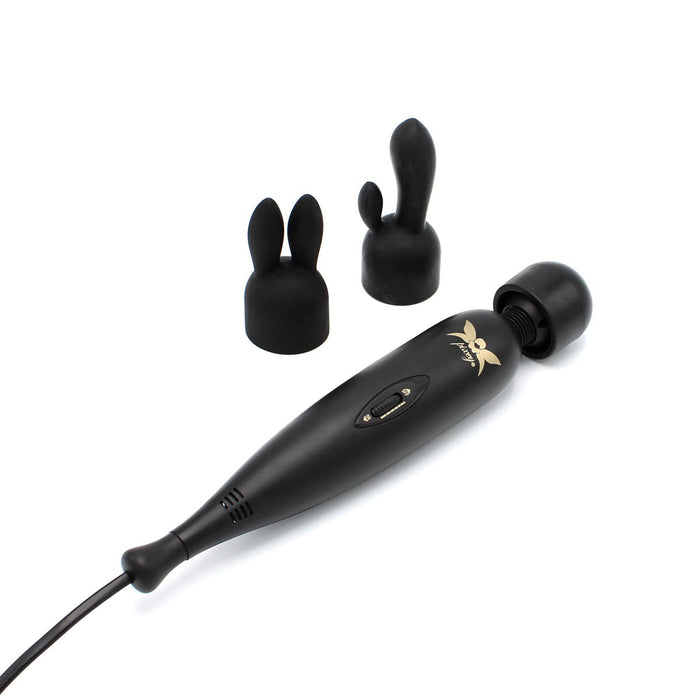 Pixey Turbo - Wand Vibrator - Massager - Black Edition - Met Twee Opzetstukken-Laced-up.nl
