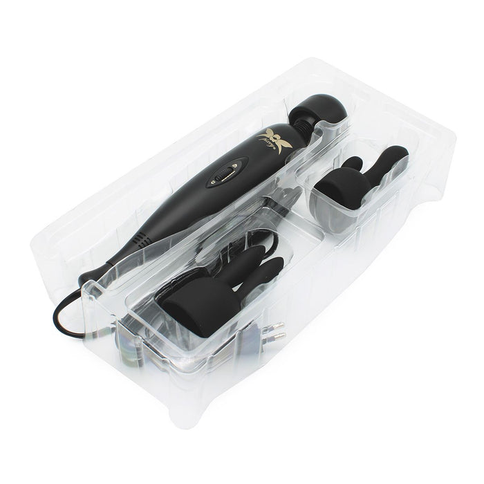 Pixey Turbo - Wand Vibrator - Massager - Black Edition - Met Twee Opzetstukken-Laced-up.nl
