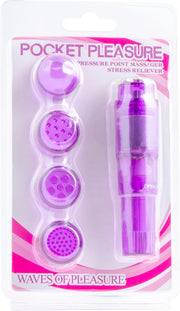 Pocket Pleasure - Pocket Rocket Massager - 4 opzetstukjes - Paars-laced-up.nl