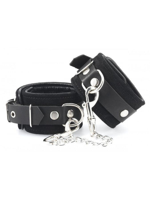 Rimba - Suede-lederen Polsboeien Met Ketting - Zwart-Laced-up.nl