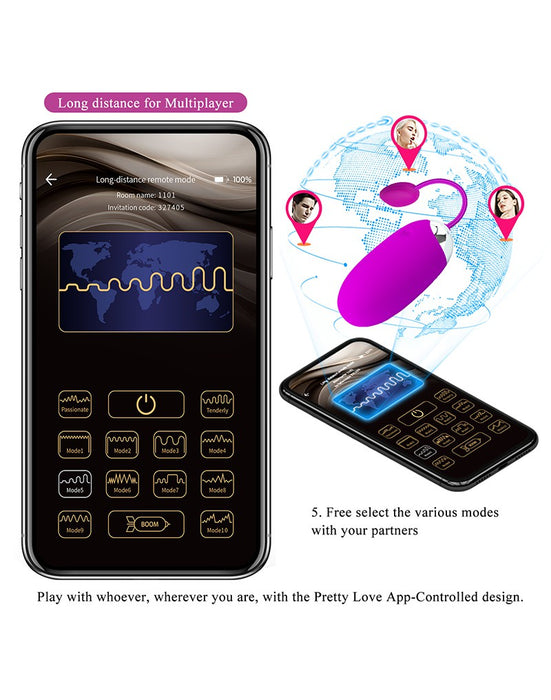 Pretty Love - Abner - Vibrerend Eitje - Met App Control - Roze-Laced-up.nl