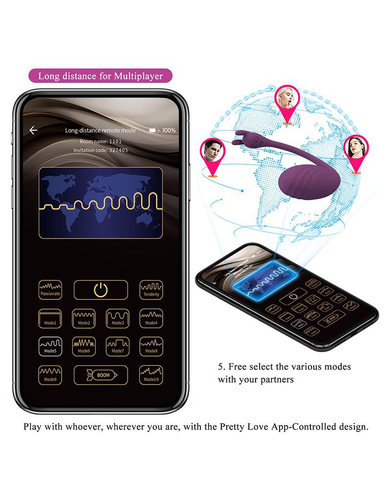 Pretty Love - Catalina - Draagbare Vibrator met App-bediening - Paars-Laced-up.nl
