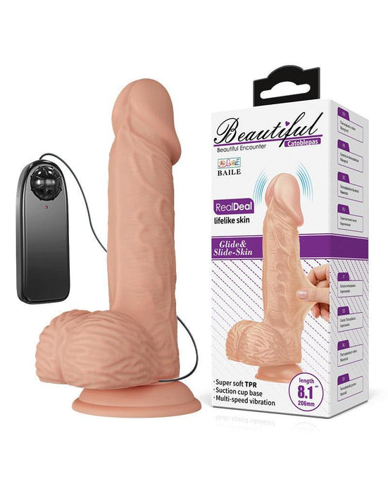 Pretty Love - Catoblepas - Realistische Vibrerende Dildo - Lengte 206 mm - Met Afstandsbediening - Lichte Huidskleur - Geeft Levensechte Ervaring-Laced-up.nl