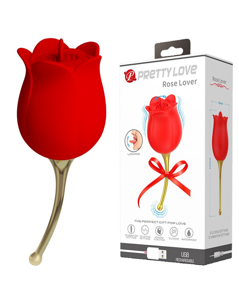 Pretty Love - Clitoris Vibrator Met likstimulator Rose Lover - Rood/Goud-Laced-up.nl