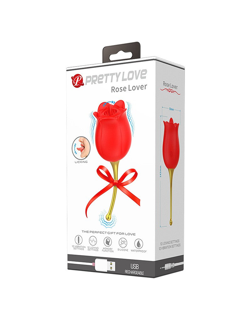 Pretty Love - Clitoris Vibrator Met likstimulator Rose Lover - Rood/Goud-Laced-up.nl