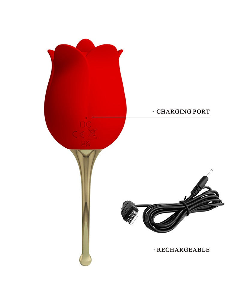 Pretty Love - Clitoris Vibrator Met likstimulator Rose Lover - Rood/Goud-Laced-up.nl