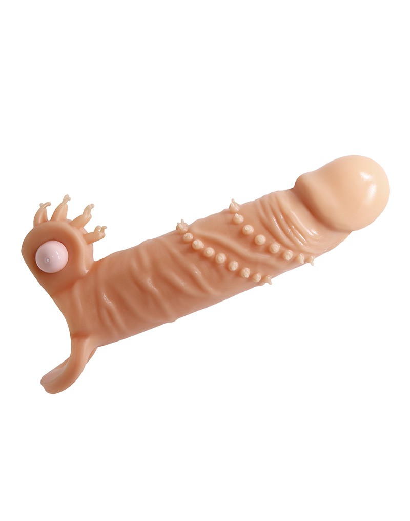 Pretty Love - Connor - Vibrerende Penis Sleeve - Met Clitoris Stimulator - Lichte Huidskleur-Laced-up.nl