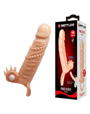 Pretty Love - Connor - Vibrerende Penis Sleeve - Met Clitoris Stimulator - Lichte Huidskleur-Laced-up.nl