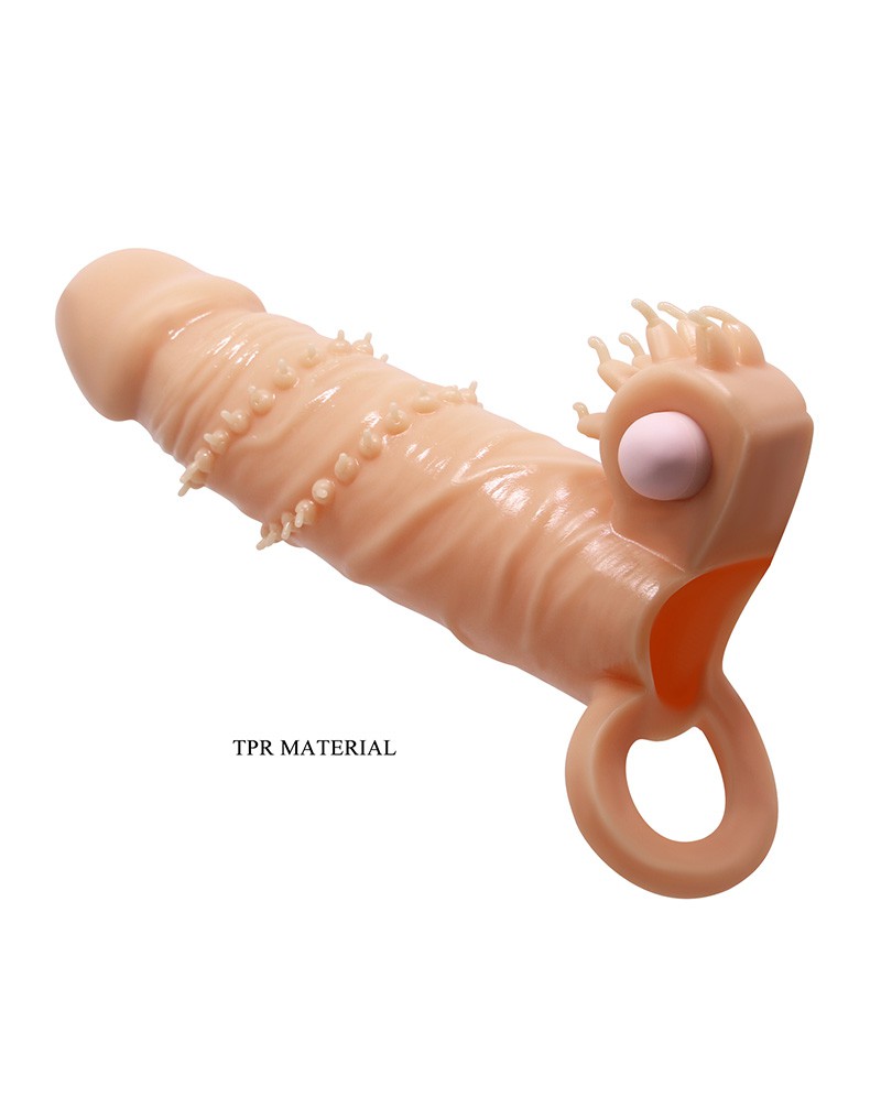 Pretty Love - Connor - Vibrerende Penis Sleeve - Met Clitoris Stimulator - Lichte Huidskleur-Laced-up.nl