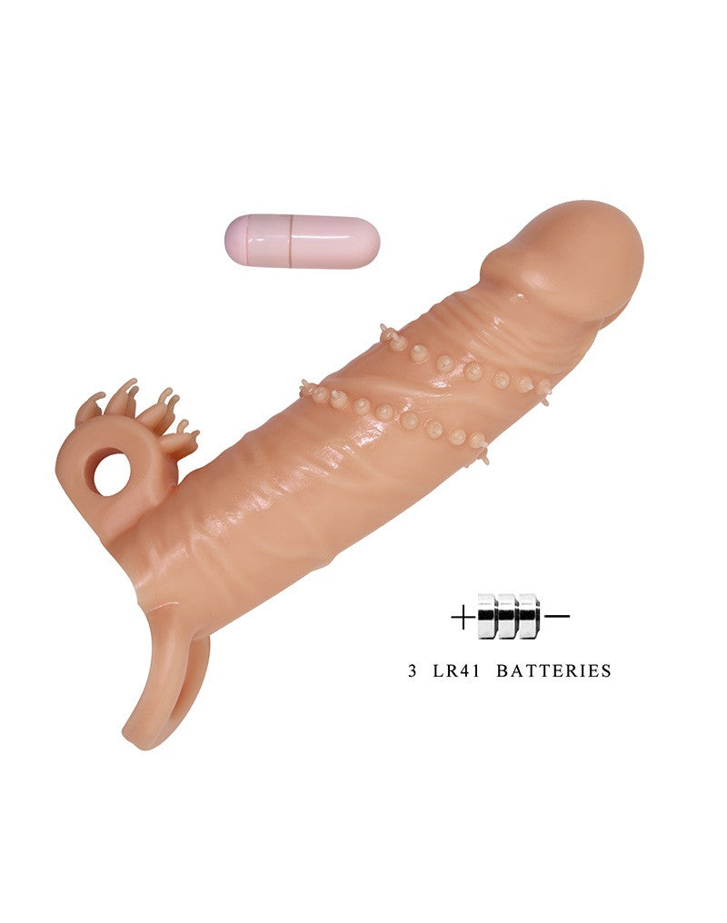Pretty Love - Connor - Vibrerende Penis Sleeve - Met Clitoris Stimulator - Lichte Huidskleur-Erotiekvoordeel.nl
