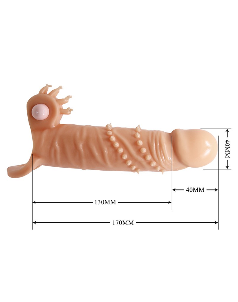 Pretty Love - Connor - Vibrerende Penis Sleeve - Met Clitoris Stimulator - Lichte Huidskleur-Laced-up.nl
