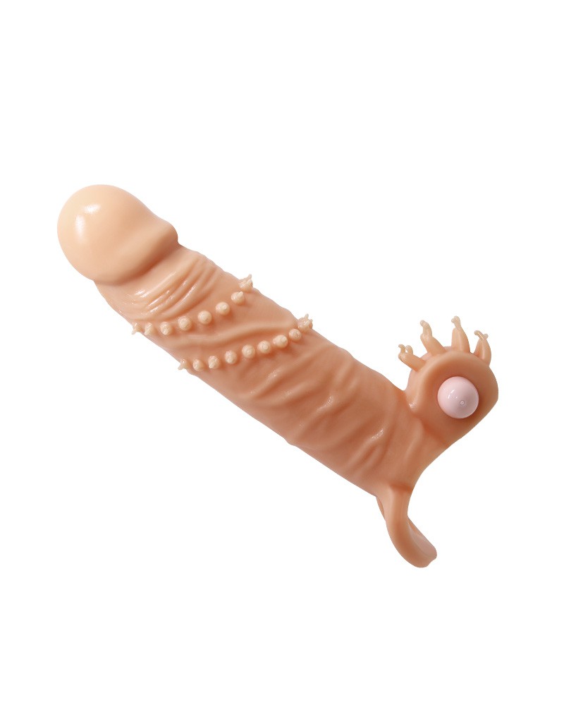 Pretty Love - Connor - Vibrerende Penis Sleeve - Met Clitoris Stimulator - Lichte Huidskleur-Laced-up.nl