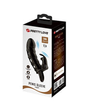 Pretty Love - Cuper - Penis Sleeve Met Clitoris Stimulator - Zwart-Erotiekvoordeel.nl