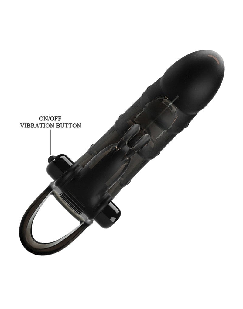 Pretty Love - Cuper - Penis Sleeve Met Clitoris Stimulator - Zwart-Erotiekvoordeel.nl