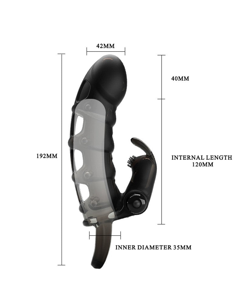 Pretty Love - Cuper - Penis Sleeve Met Clitoris Stimulator - Zwart-Erotiekvoordeel.nl