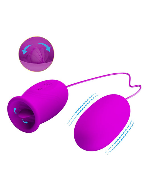 Pretty Love - Daisy - Vibrerend Eitje en Clit Licker - 2 In 1 - Roze-Erotiekvoordeel.nl