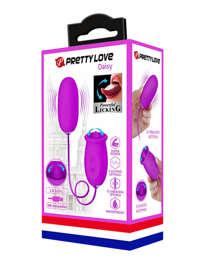 Pretty Love - Daisy - Vibrerend Eitje en Clit Licker - 2 In 1 - Roze-Erotiekvoordeel.nl