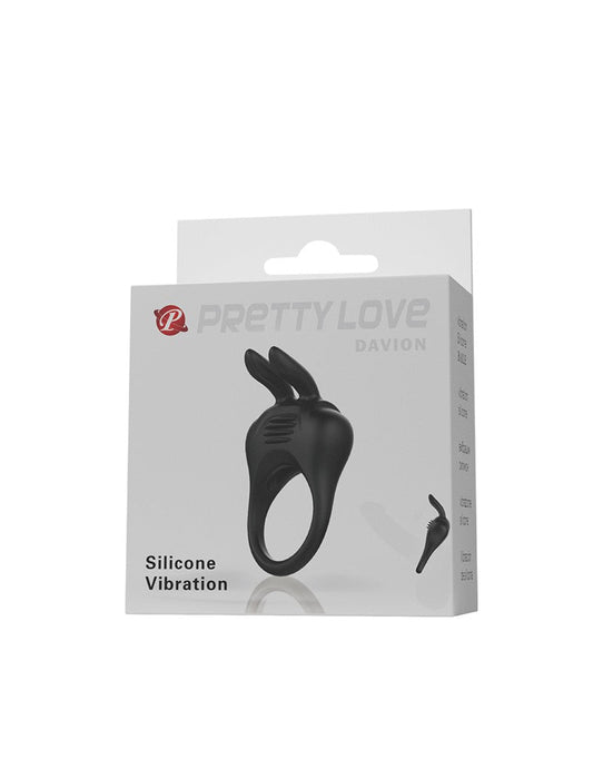 Pretty Love - Davion - Vibrende Cockring - Met Clitoris Stimulator - Zwart-Laced-up.nl