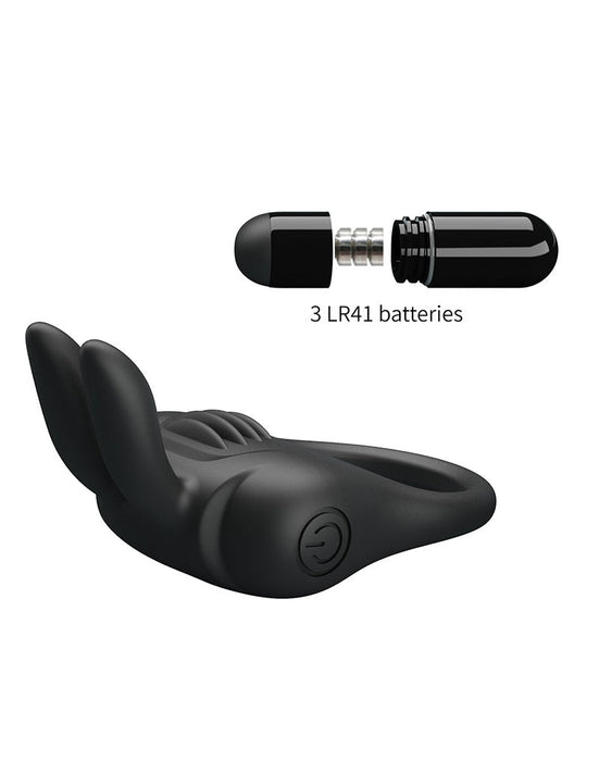 Pretty Love - Davion - Vibrende Cockring - Met Clitoris Stimulator - Zwart-Laced-up.nl