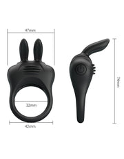 Pretty Love - Davion - Vibrende Cockring - Met Clitoris Stimulator - Zwart-Laced-up.nl