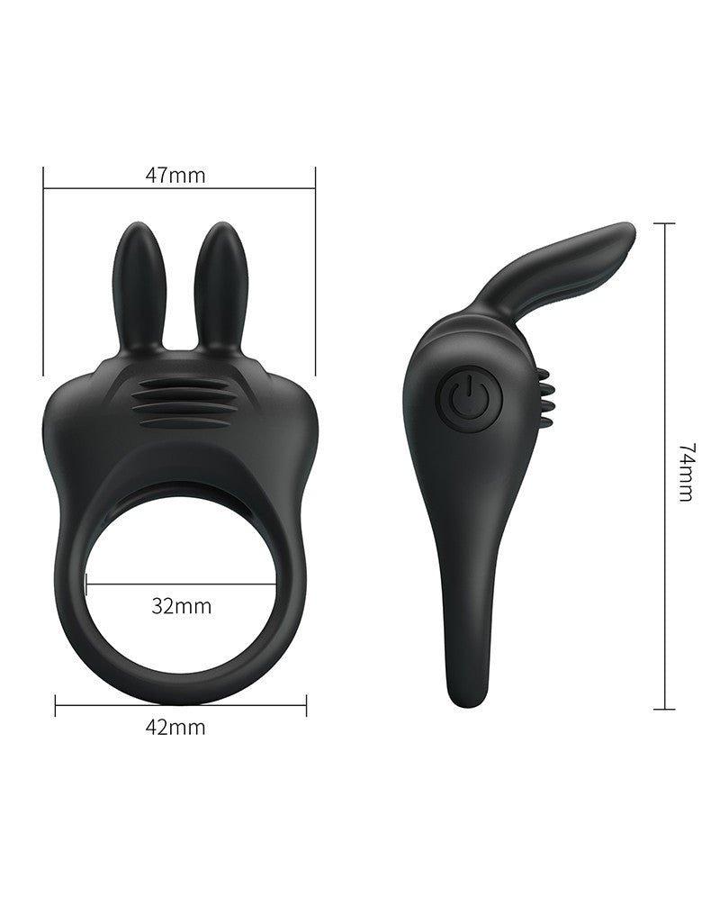 Pretty Love - Davion - Vibrende Cockring - Met Clitoris Stimulator - Zwart-Laced-up.nl