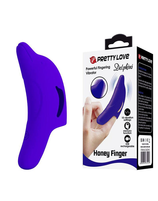 Pretty Love - Delphini - Vinger Vibrator - Paars - Siliconen - USB Oplaadbaar - 10 standen-Laced-up.nl