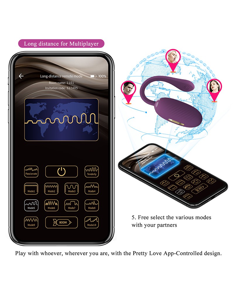 Pretty Love - Doreen - E-stim Vibrerend Eitje - Electrosex - Met App Control - Paars-Laced-up.nl