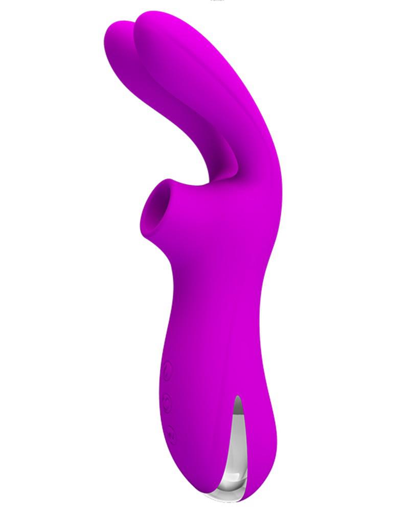 Pretty Love - Dubbele Oortjes Vibrator Met Clitoris Zuiger Ralap - Roze-Laced-up.nl