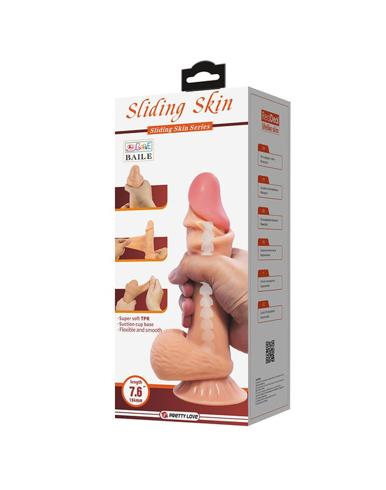 Pretty Love - Duvall - Sliding Skin Dildo - Lengte 19.4 cm - Ø 4.2 cm - Lichte Huidskleur-Laced-up.nl