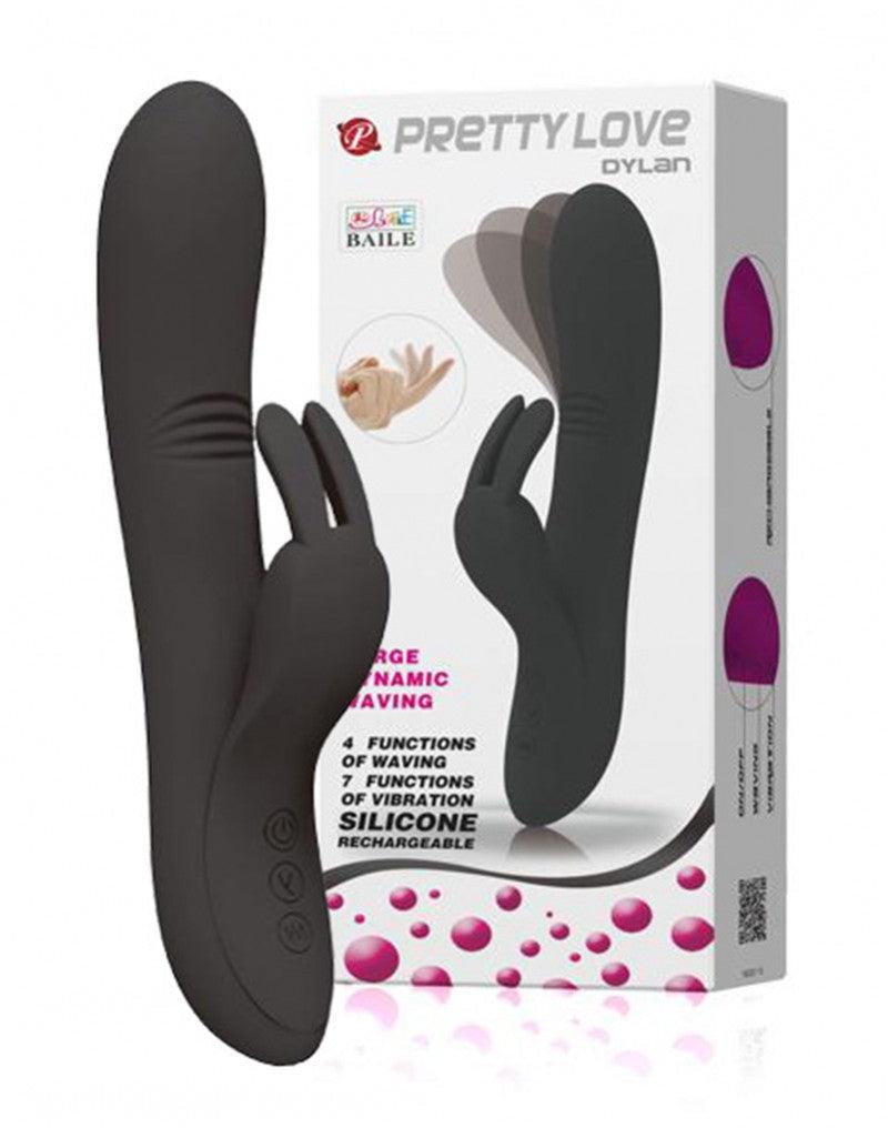 Pretty Love - Dylan - Rabbit Vibrator - Zwart-Erotiekvoordeel.nl