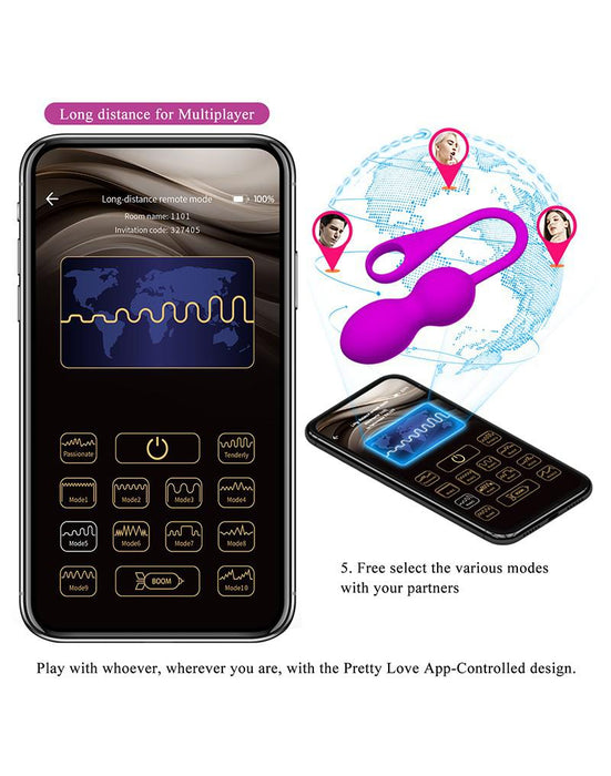 Pretty Love - Elvira - Vibrerende Vaginale Kegel Balletjes - Met App Control - Dieproze-Laced-up.nl