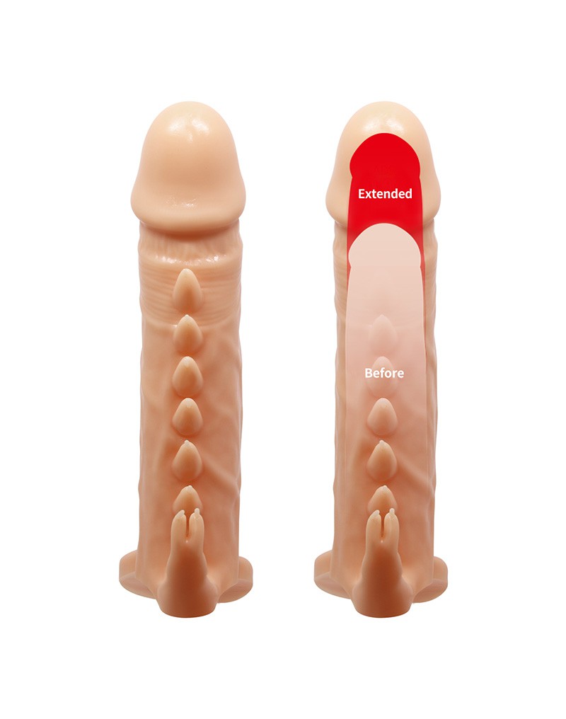 Pretty Love - Emmit - Penis Sleeve Met geribbeld ontwerp - Lichte Huidskleur-Erotiekvoordeel.nl