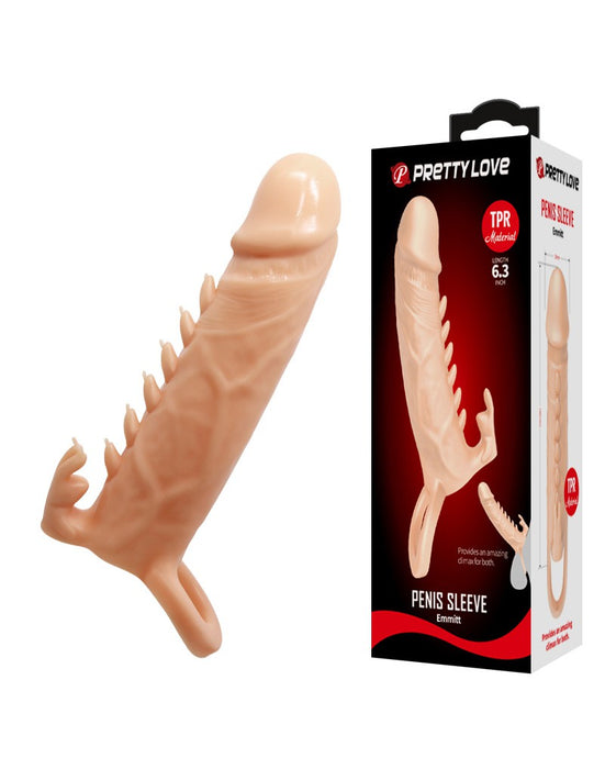 Pretty Love - Emmit - Penis Sleeve Met geribbeld ontwerp - Lichte Huidskleur-Laced-up.nl