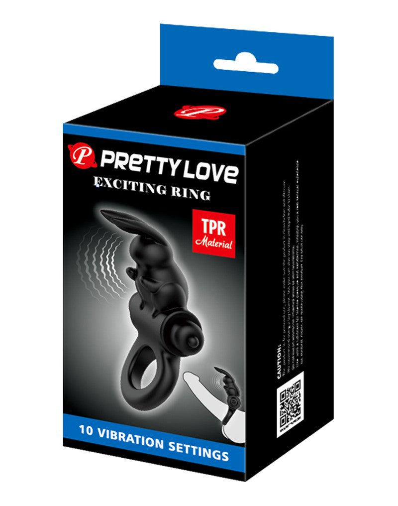 Pretty Love - Exciting Ring Vibrerende Cockring - Zwart-Laced-up.nl