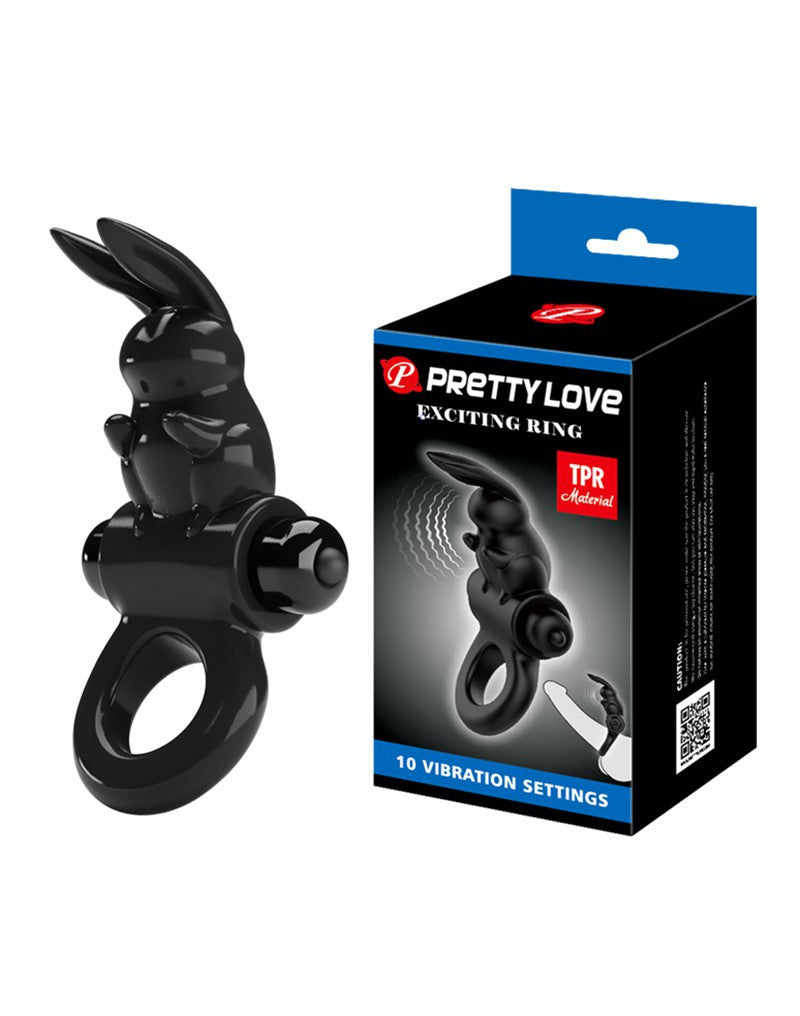 Pretty Love - Exciting Ring Vibrerende Cockring - Zwart-Laced-up.nl