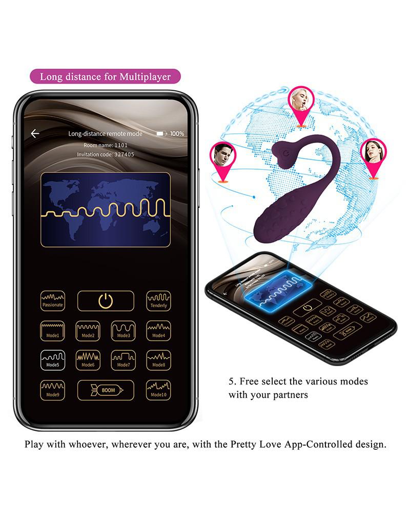 Pretty Love - Fisherman - Vibrerend Eitje - Met Nopjes - Met App Control - Paars-Laced-up.nl