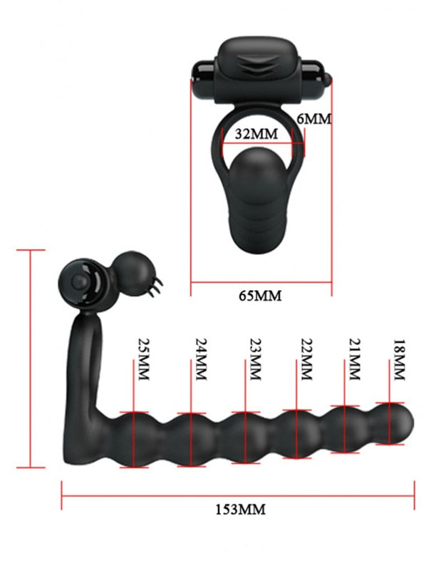 Pretty Love - Hercules - Vibrerende Cockring Met Buttplug - Zwart-Erotiekvoordeel.nl