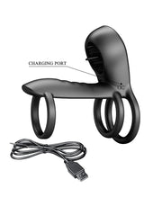 Pretty Love - Jammy - Cockring Vibrator met Clitoris Stimulator - Zwart - Unieke Drievoudige Ringontwerp-Laced-up.nl