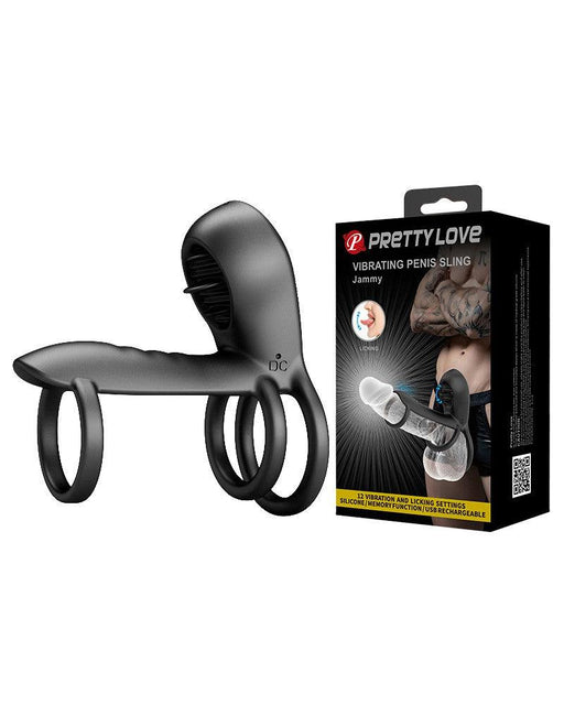 Pretty Love - Jammy - Cockring Vibrator met Clitoris Stimulator - Zwart - Unieke Drievoudige Ringontwerp-Laced-up.nl
